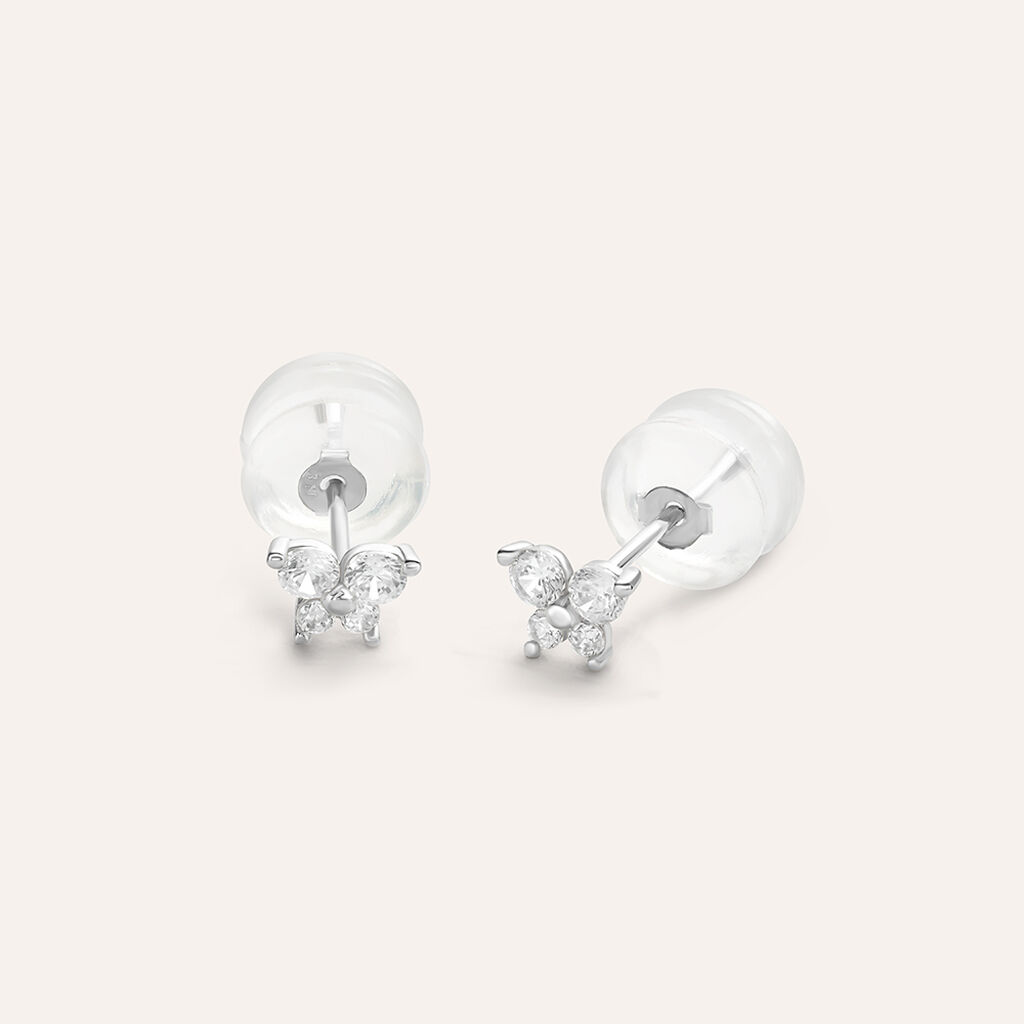 Orecchini Lobo Bon Ton Oro Bianco Cubic Zirconia