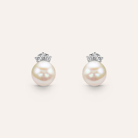 Orecchini Lobo Gold Pearls Oro Bianco Perla D'Acqua Dolce Diamante - Orecchini a Lobo Donna | Stroili
