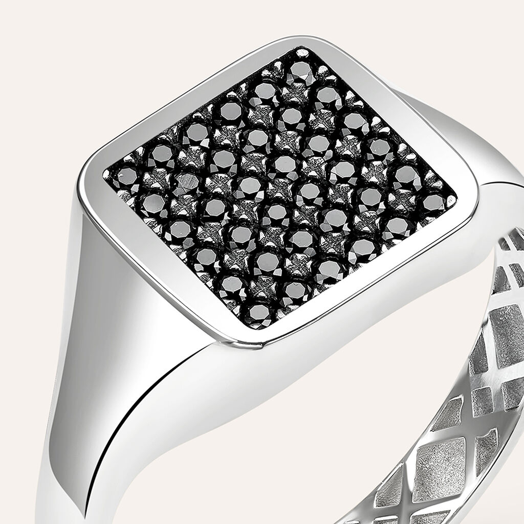 Anello Chevalier L'homme Or Oro Bianco Cubic Zirconia