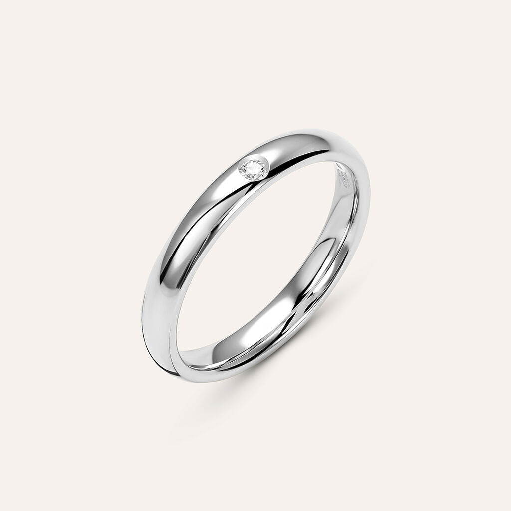 Fede Classica Leggera 3.6 mm Oro Bianco Diamante