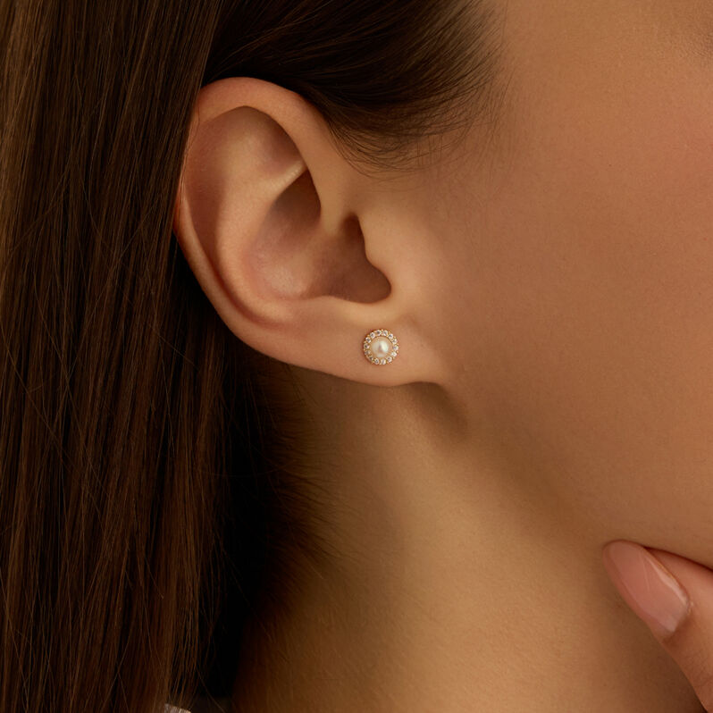 Orecchini Lobo Bon Ton Oro Giallo Perla D'Acqua Dolce Cubic Zirconia - Orecchini a Lobo Donna | Stroili
