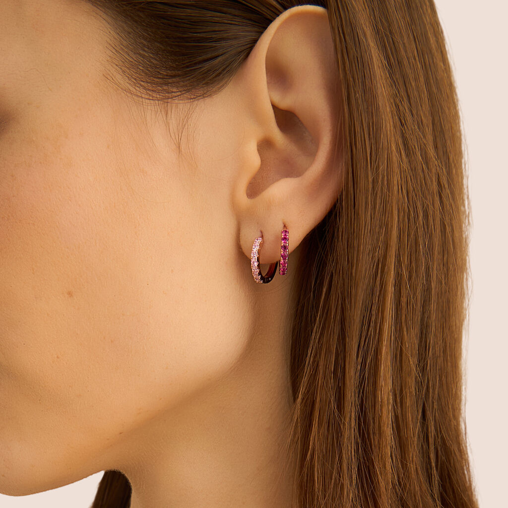 Orecchini A Cerchio Silver Rainbow Argento Rosa Cubic Zirconia