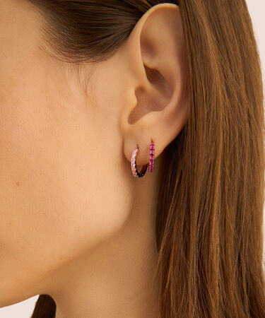 Orecchini A Cerchio Silver Rainbow Argento Rosa Cubic Zirconia
