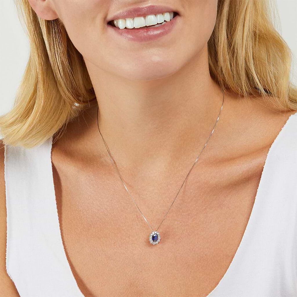 Collana Charlotte Oro Bianco Zaffiro Diamante - Collane Donna | Stroili