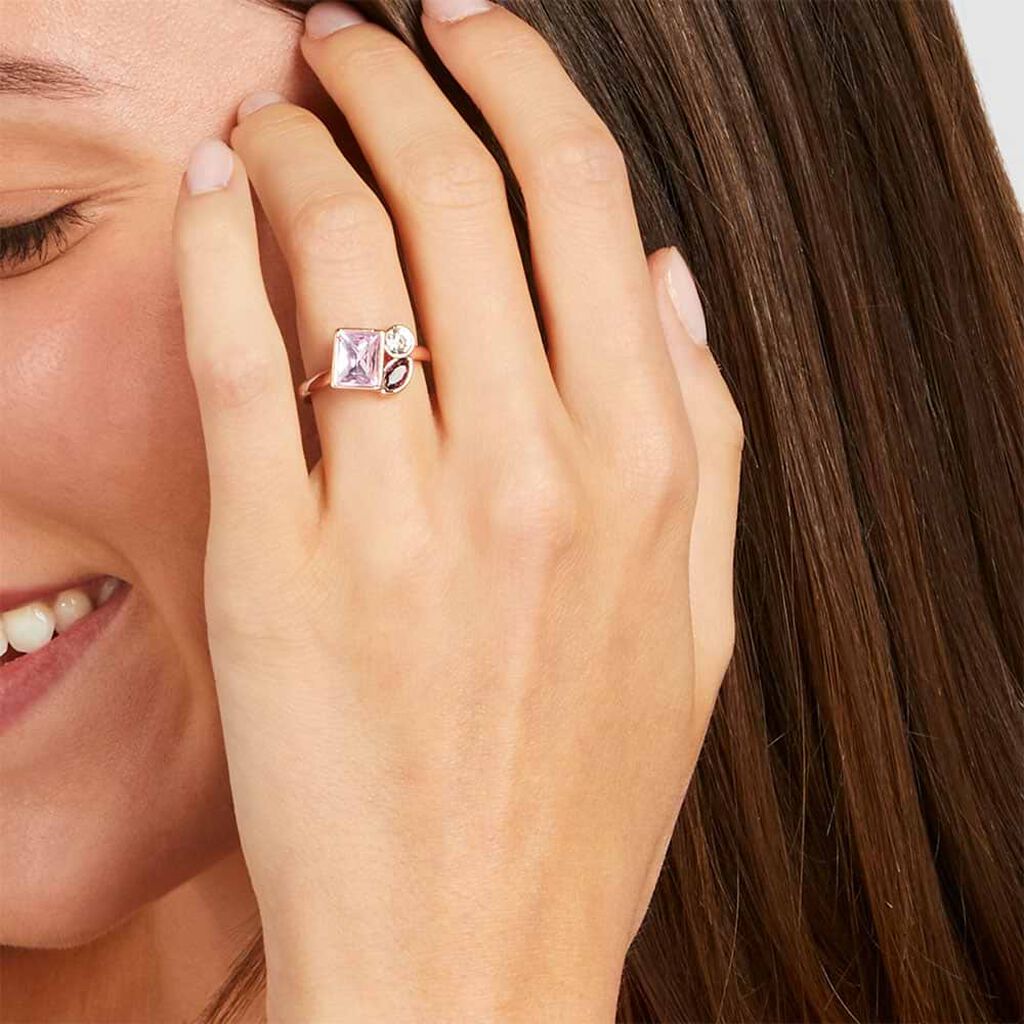 Anello Fantasia Violet Ottone Rosa Cristallo - Anelli con Pietre Donna | Stroili