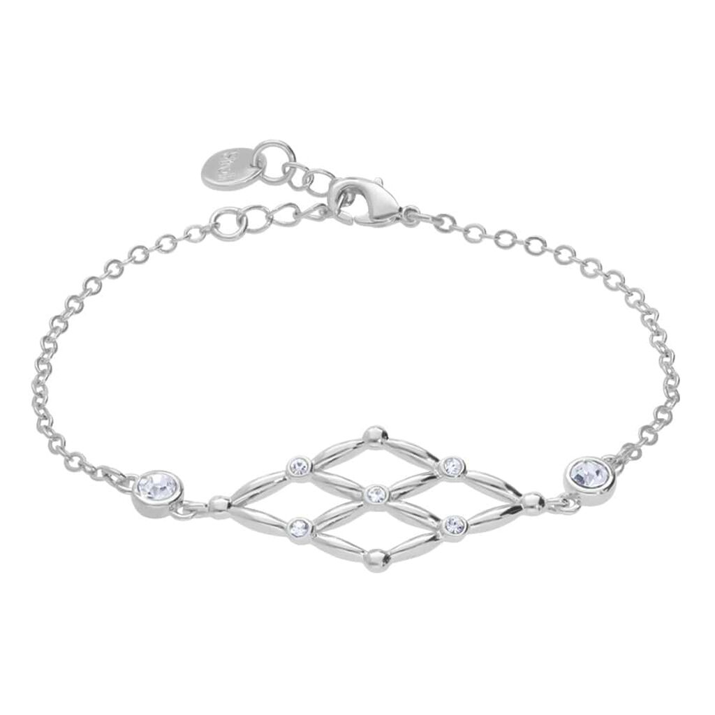 Bracciale in ottone rodiato con passante rombo e brillanti - Bracciali Donna | Stroili