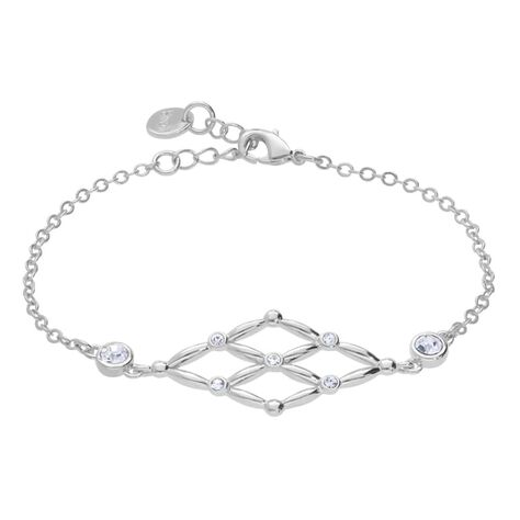 Bracciale in ottone rodiato con passante rombo e brillanti - Bracciali Donna | Stroili