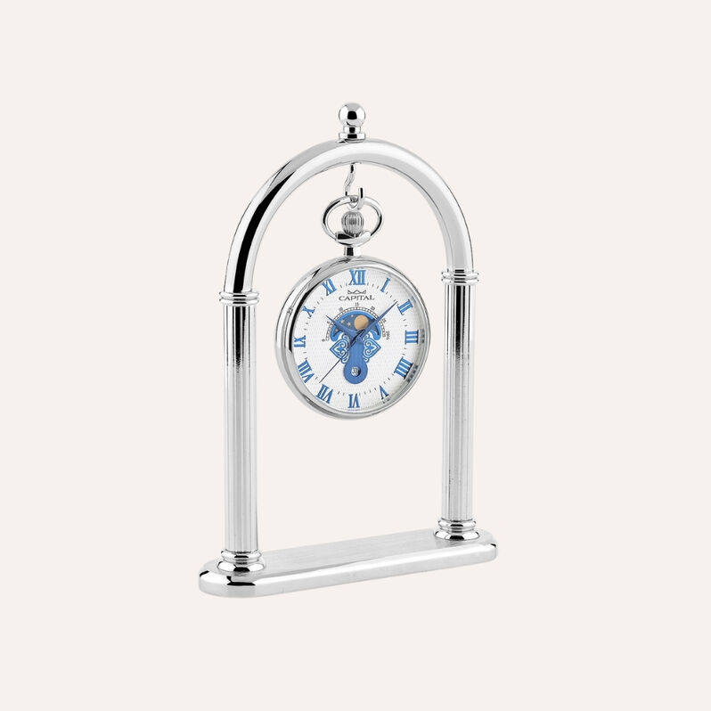 Set Orologio da Tasca Capital con Fasi Lunari in Acciaio e Stand in Metallo - Orologi solo Tempo Uomo | Stroili