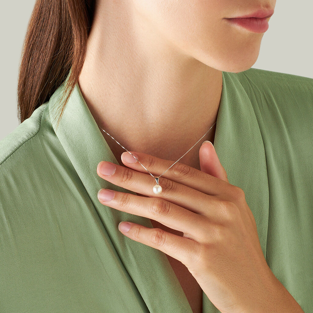 Collana Gabrielle Oro Bianco Perla D'Acqua Dolce - Collane Donna | Stroili