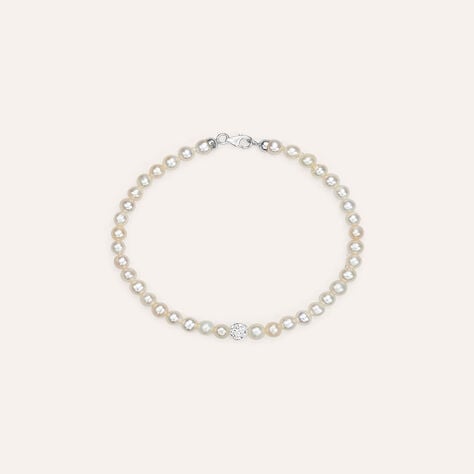 Bracciale Gabrielle Oro Bianco Perla D'Acqua Dolce Cristallo - Bracciali Donna | Stroili