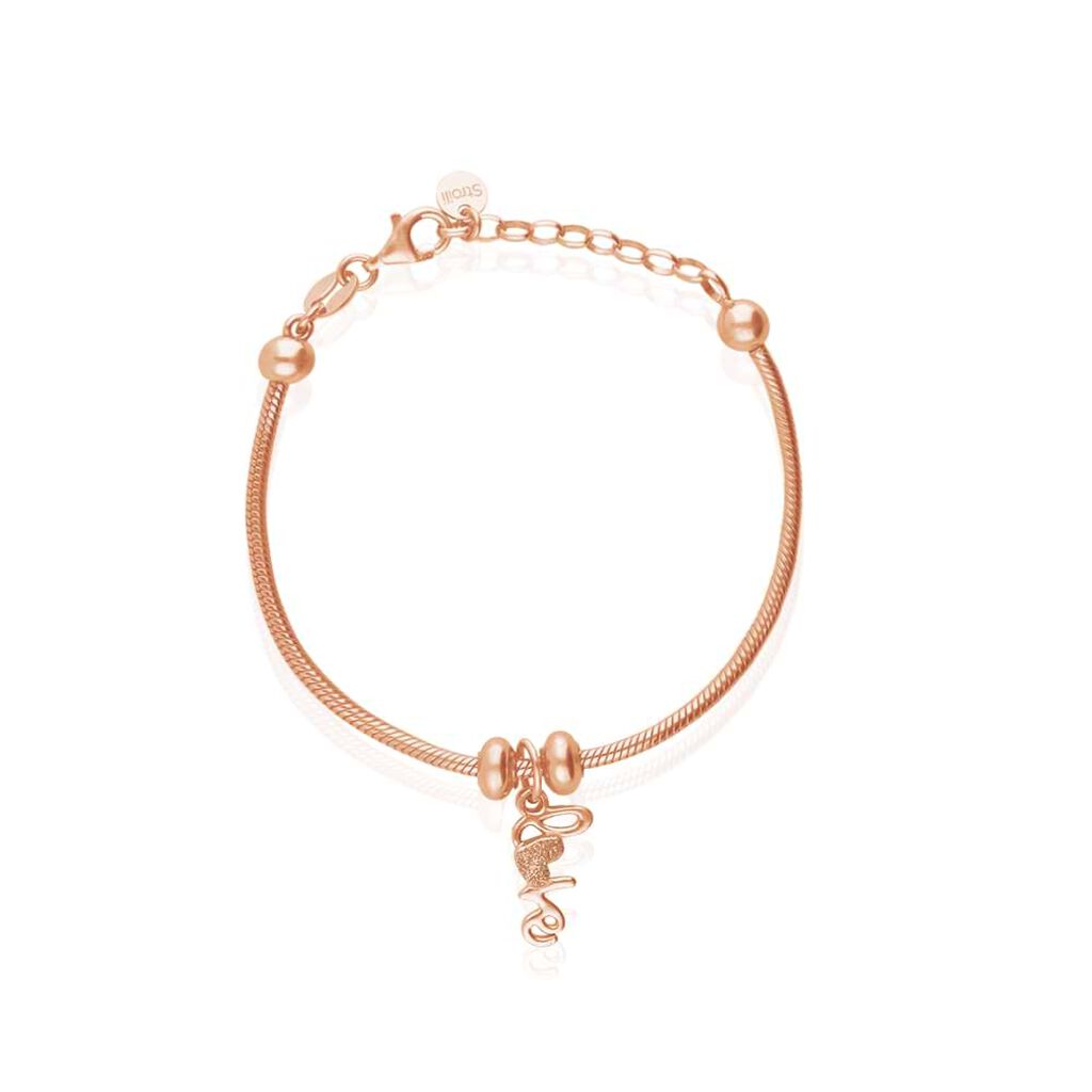 Ciondolo love in argento rosato e smalto glitter - Charms Donna | Stroili
