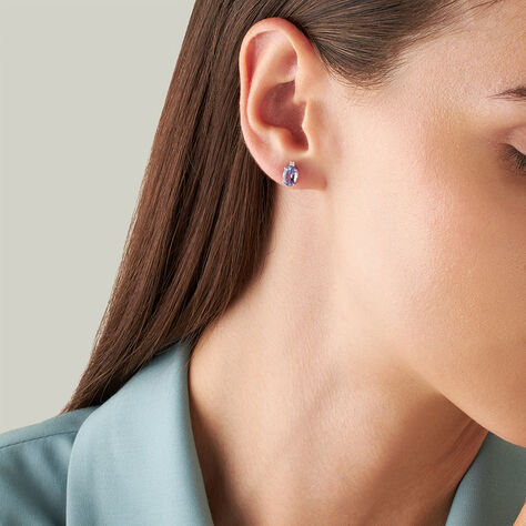 Orecchini Lobo Punto Luce Jasmine Oro Bianco Tanzanite Diamante - Orecchini a Lobo Donna | Stroili