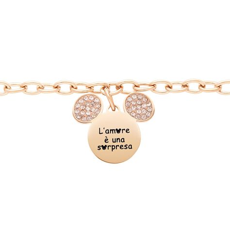 Bracciale Lady Message Acciaio Rosato Disney e Cristalli - Bracciali Donna | Stroili
