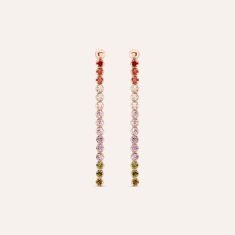 Orecchini Pendenti Tennis Silver Rainbow Argento Rosa Cubic Zirconia - Orecchini Pendenti Donna | Stroili