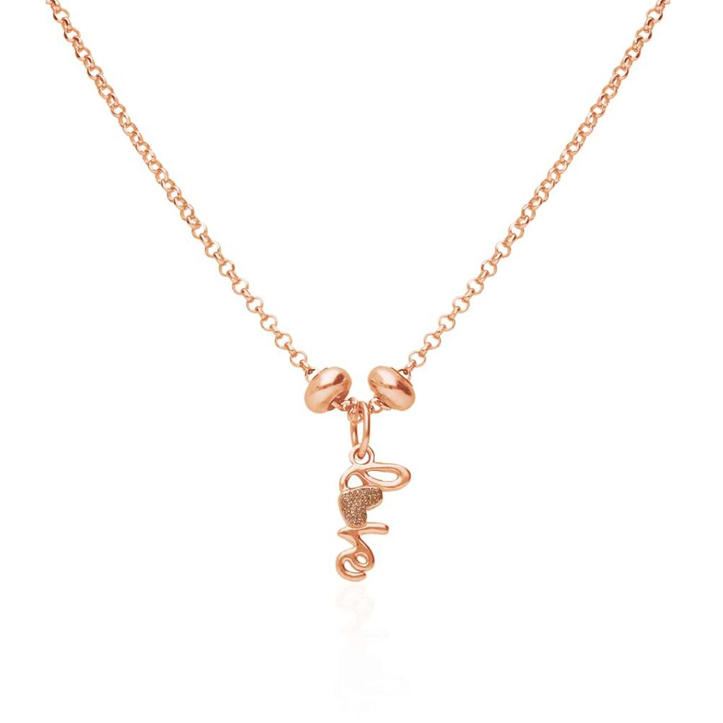 Ciondolo love in argento rosato e smalto glitter