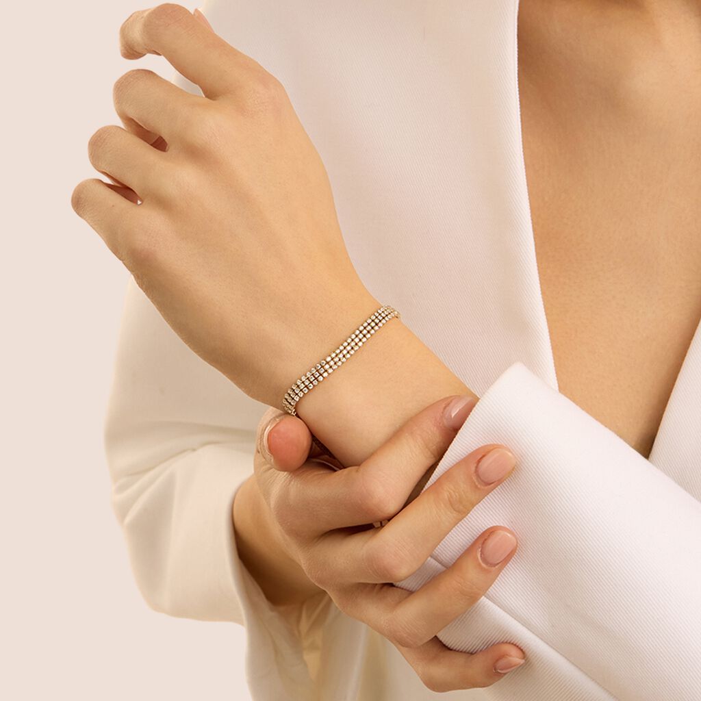 Bracciale Tennis Aura Acciaio Dorato Cubic Zirconia