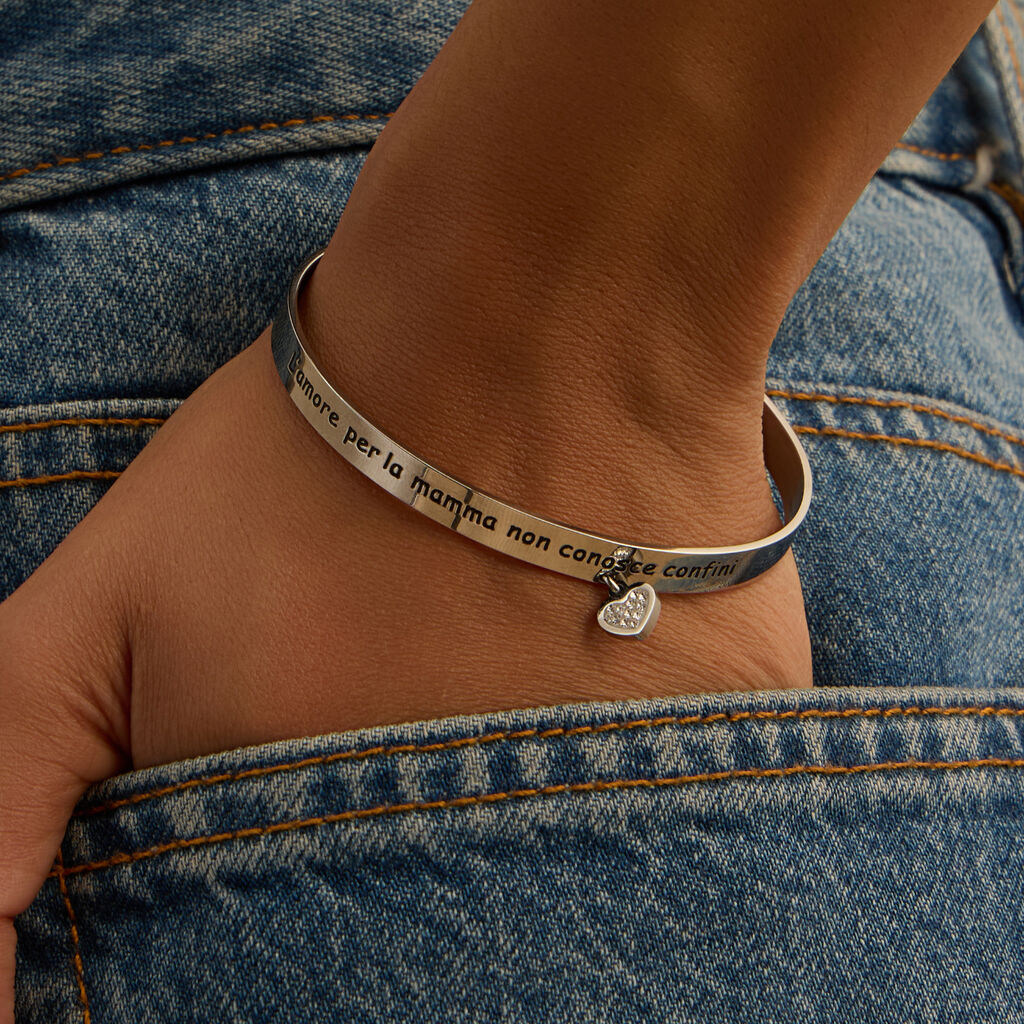 Bangle Lady Message Acciaio Cristallo - Bracciali Rigidi Donna | Stroili
