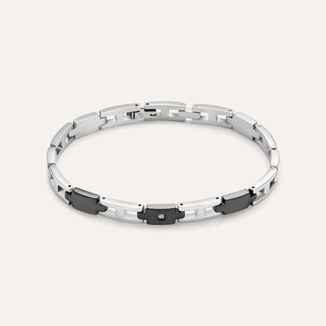 Bracciale Man Code Acciaio Bicolore Bianco / Nero Cubic Zirconia - Bracciali Uomo | Stroili