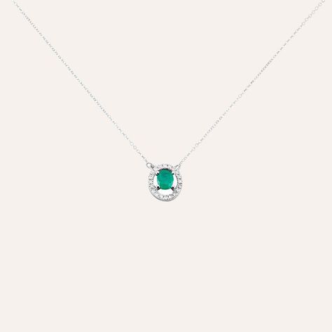 Collana Punto Luce Elizabeth Crown Oro Bianco Smeraldo Diamante - Collane Punto Luce Donna | Stroili