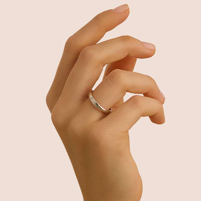 Fede Comoda 3 mm Oro Bianco Diamante - Anelli con Incisione Unisex | Stroili