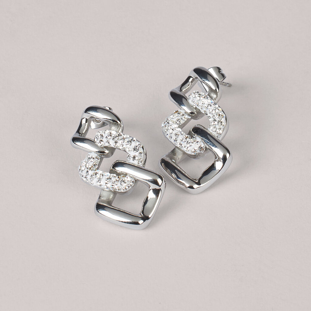 Orecchini Pendenti Aura Acciaio Cristallo