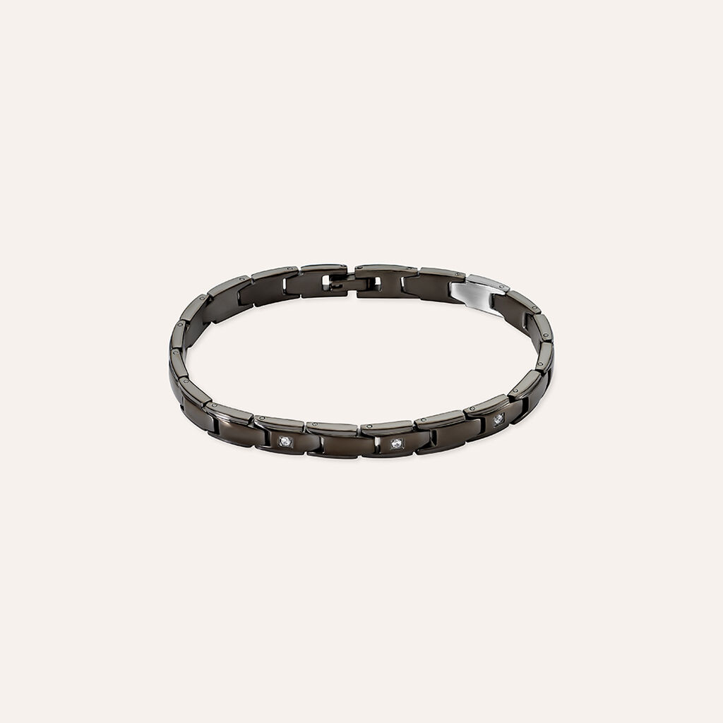Bracciale Man Code Acciaio Nero Cubic Zirconia