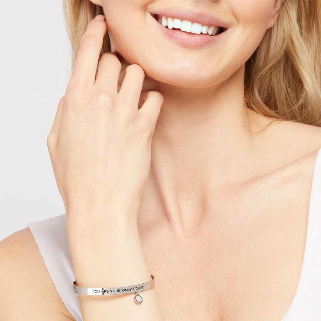 Bangle Lady Message Acciaio Cristallo - Bracciali Rigidi Donna | Stroili