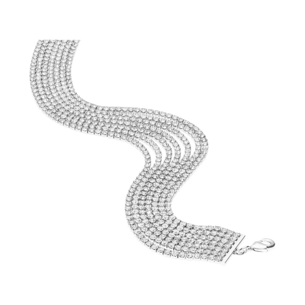 Collana multifilo larga in metallo rodiato con strass - Collane Donna | Stroili