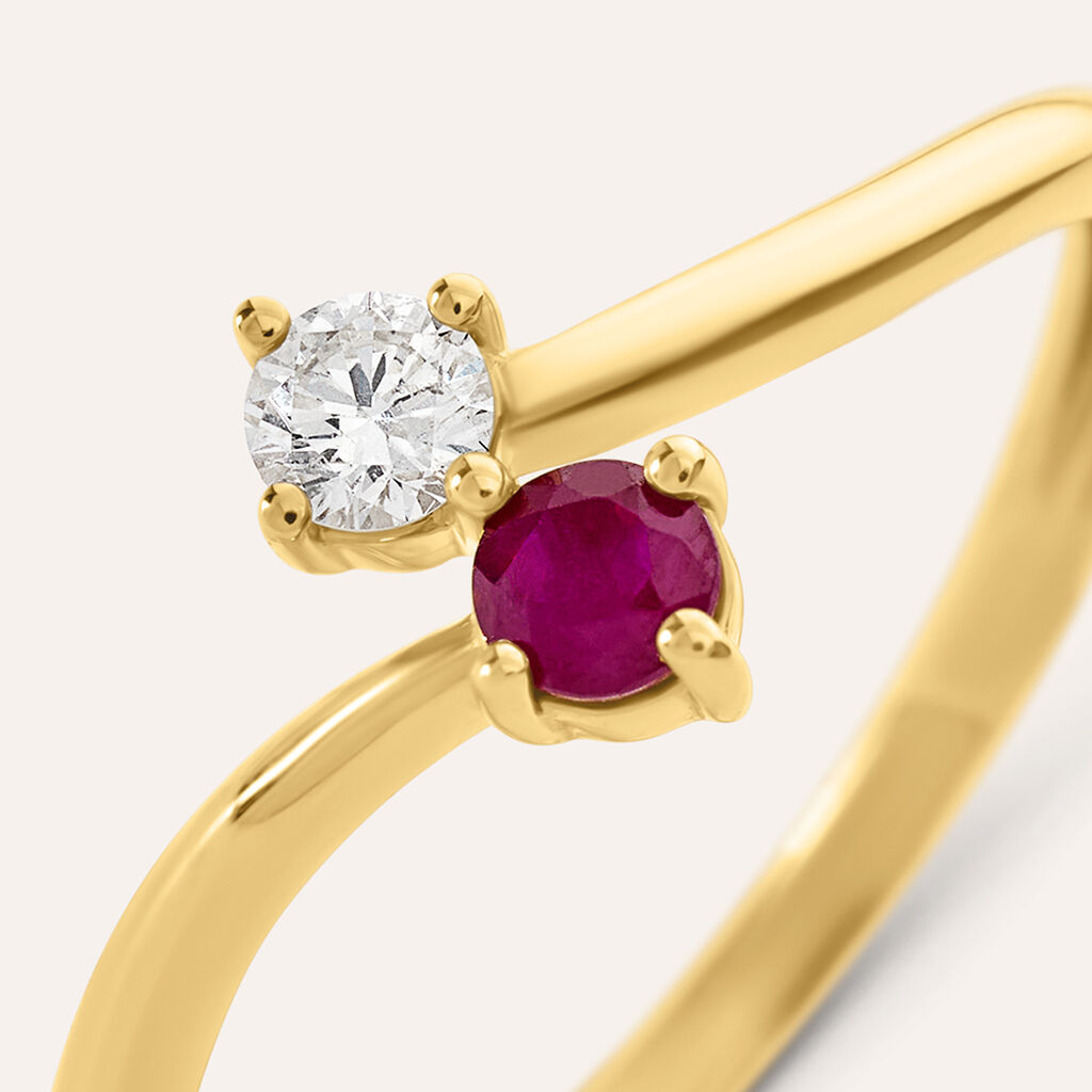 Anello Bilogy Toi Et Moi Charlotte Oro Giallo Rubino Diamante