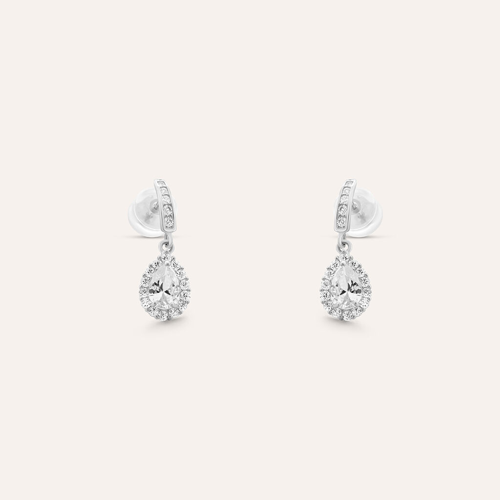 Orecchini Lobo Claire Oro Bianco Cubic Zirconia - Orecchini a Lobo Donna | Stroili