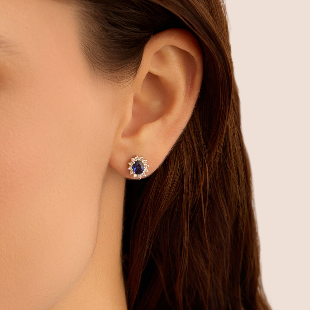 Orecchini Lobo Elizabeth Crown Oro Bianco Zaffiro Diamante