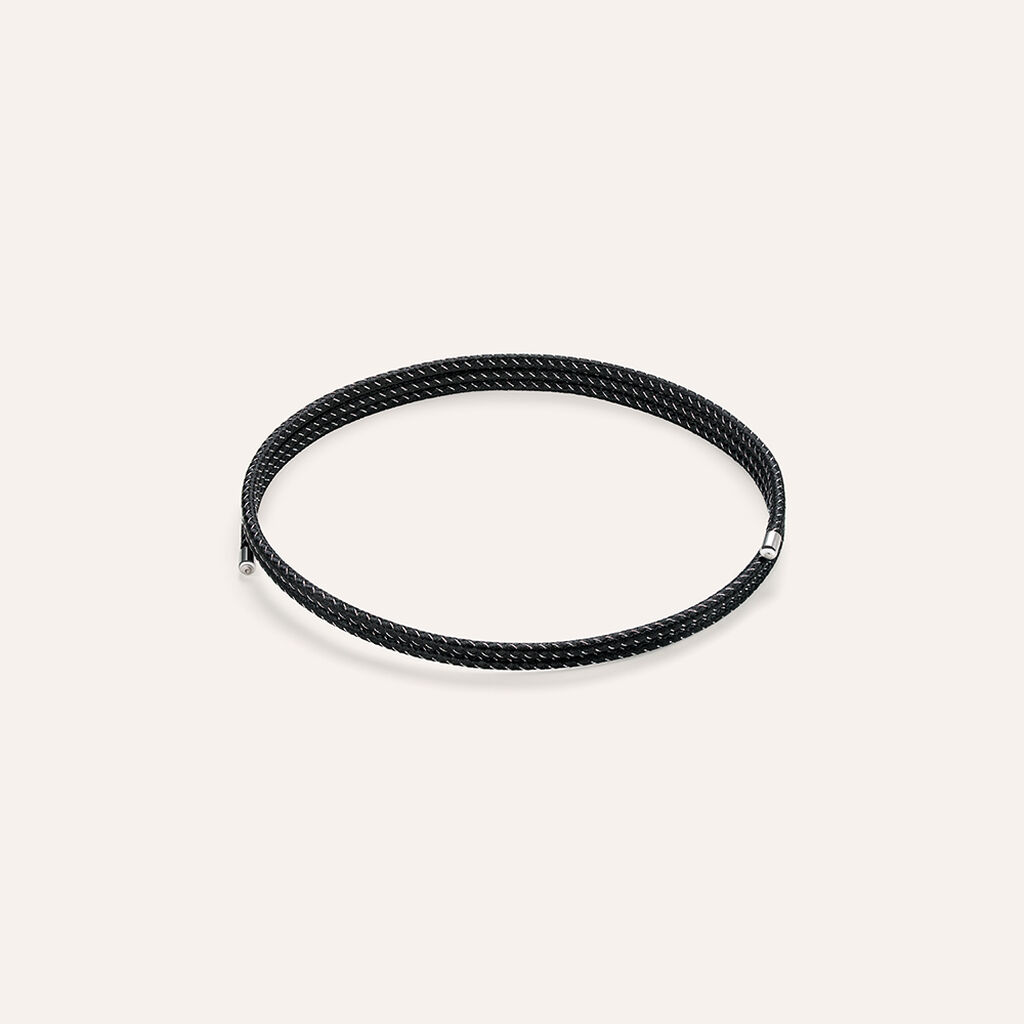 Choker Magnetico Cordino Nero e Acciaio - Catenina Unisex | Stroili