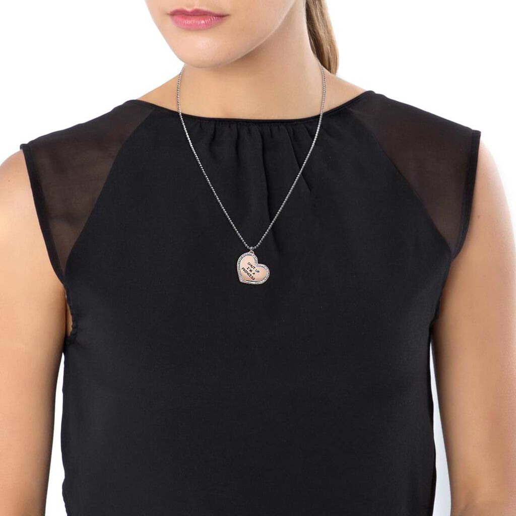 Collana con ciondolo in acciaio rosato e strass Shut up. I'm a princess - Collane Donna | Stroili
