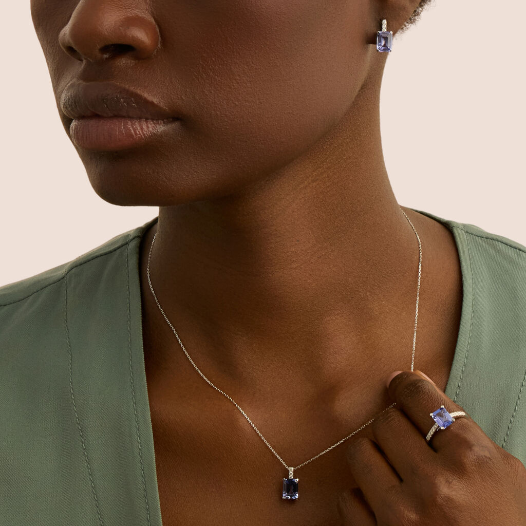 Orecchini Lobo Jasmine Oro Bianco Tanzanite Diamante