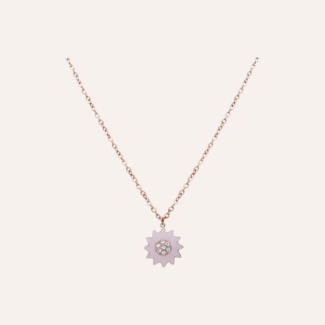 Girocollo con charm fiore rosa in acciaio rosato e strass - Collane Donna | Stroili
