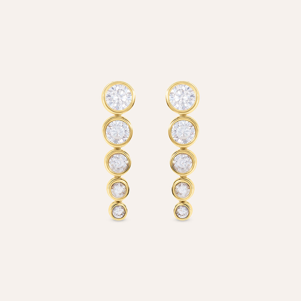 Orecchini Pendenti Aura Acciaio Dorato Cubic Zirconia