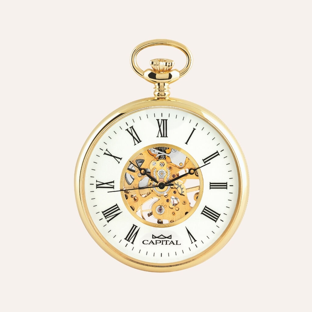 Set Orologio Meccanico da Tasca Capital in Metallo e Stand in Metallo