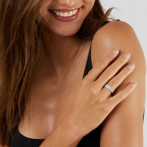 Anello Fascia Claire Oro Bianco Cubic Zirconia - Anelli a Fascia Larga Donna | Stroili
