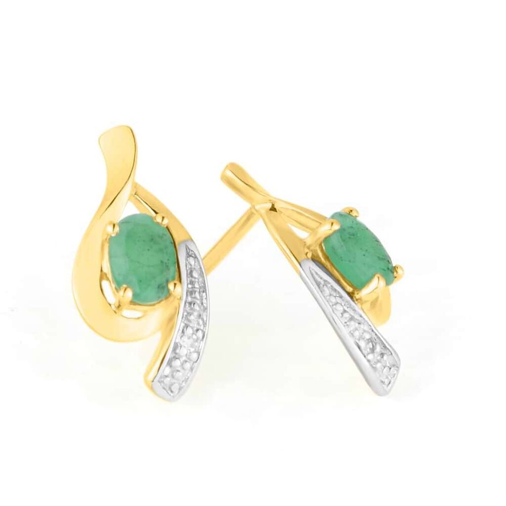 Orecchini Lobo Charlotte Oro Giallo Smeraldo Diamante - Orecchini a Lobo Donna | Stroili