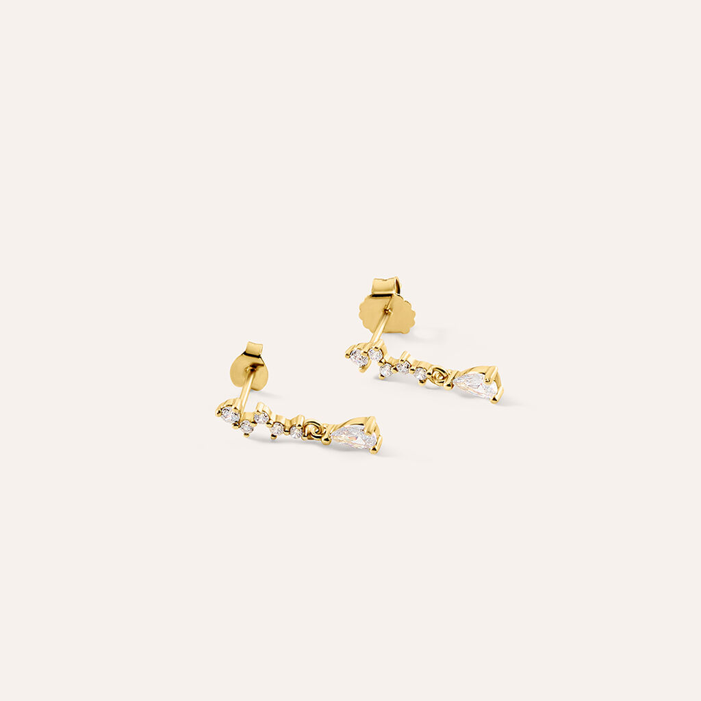 Orecchini Pendenti Silver Glow Argento Dorato Cubic Zirconia