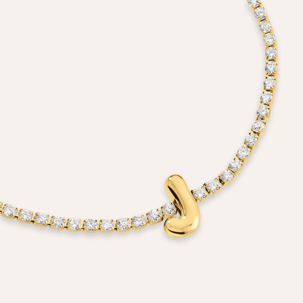 Bracciale Tennis Aura Acciaio Dorato Cubic Zirconia