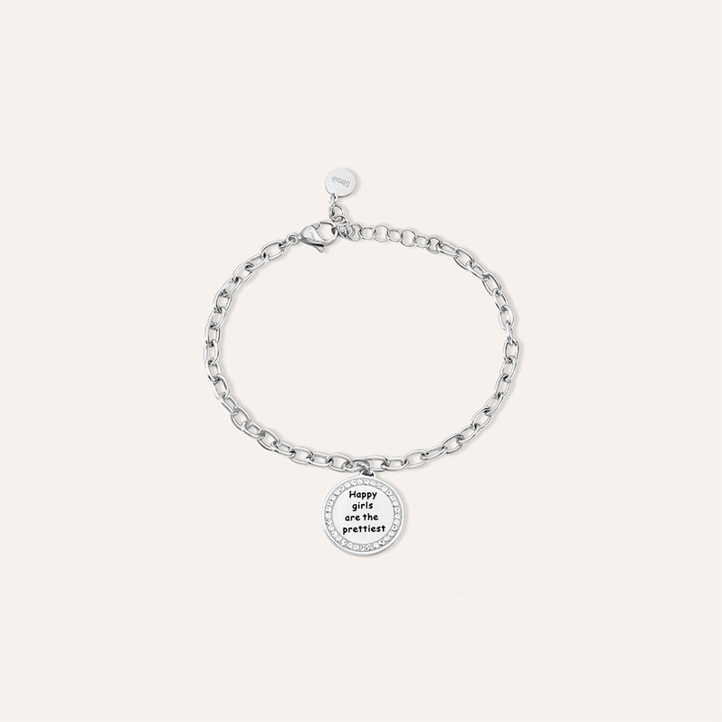 Bracciale Lady Message Acciaio Happiness e Cristalli - Bracciali Donna | Stroili