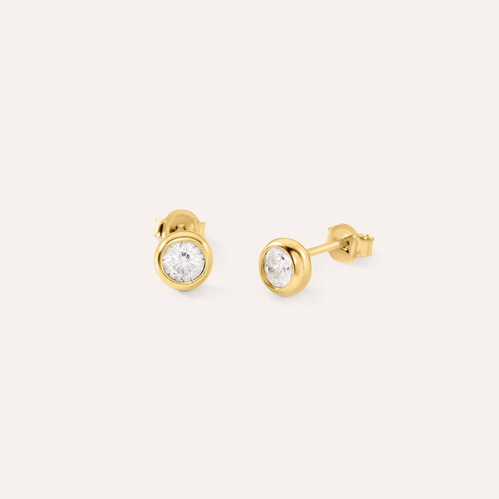 Orecchini Lobo Punto Luce Silver Glow Argento Dorato Cubic Zirconia