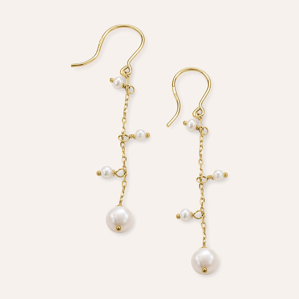 Orecchini Pendenti Gabrielle Oro Giallo Perla D'Acqua Dolce