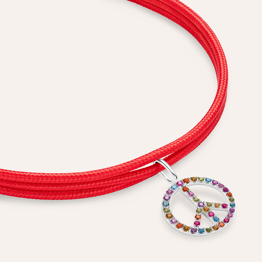 Choker Magnetico Cordino Rosso e Acciaio Dorato - Catenina Unisex | Stroili
