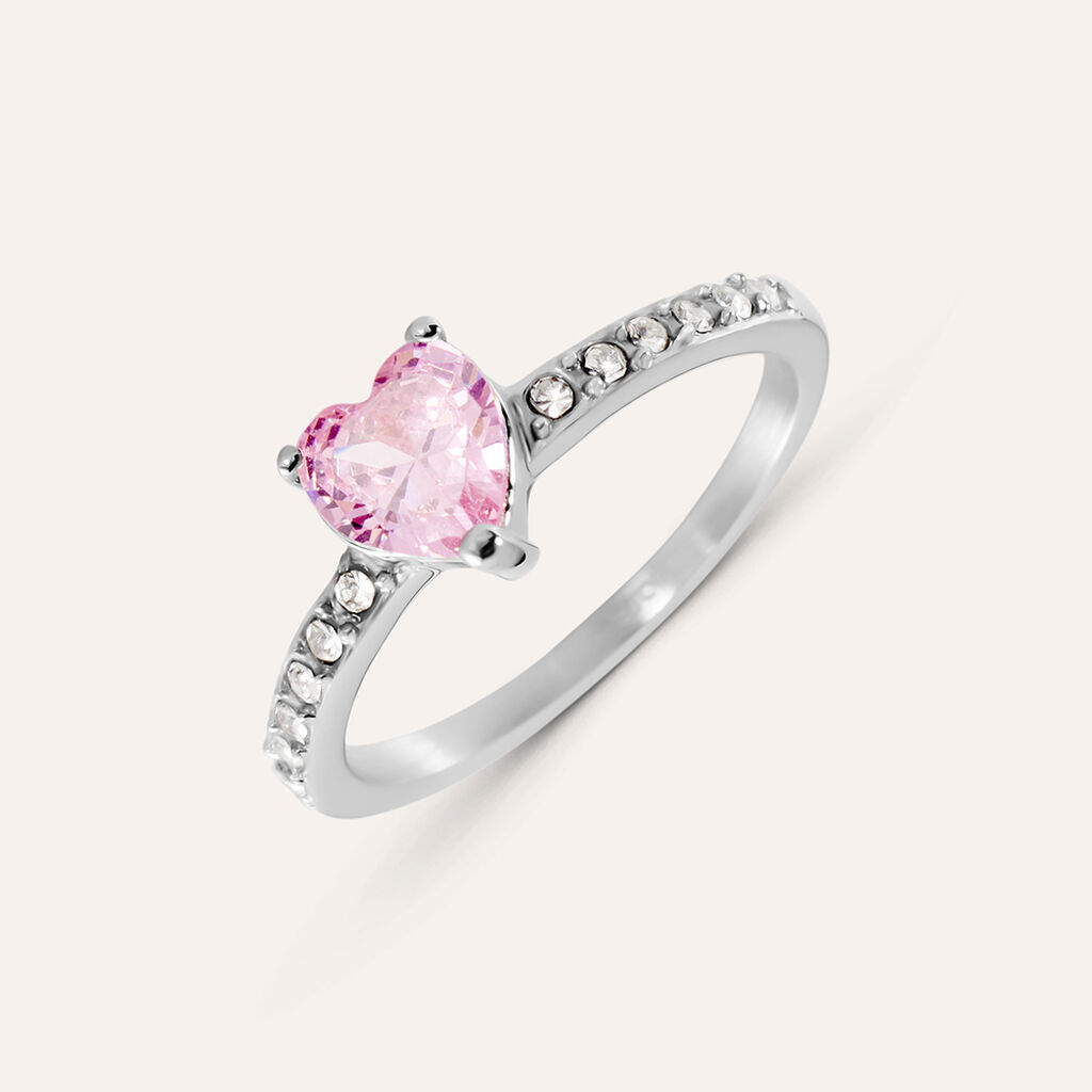 Anello Solitario Aura Acciaio Cristallo