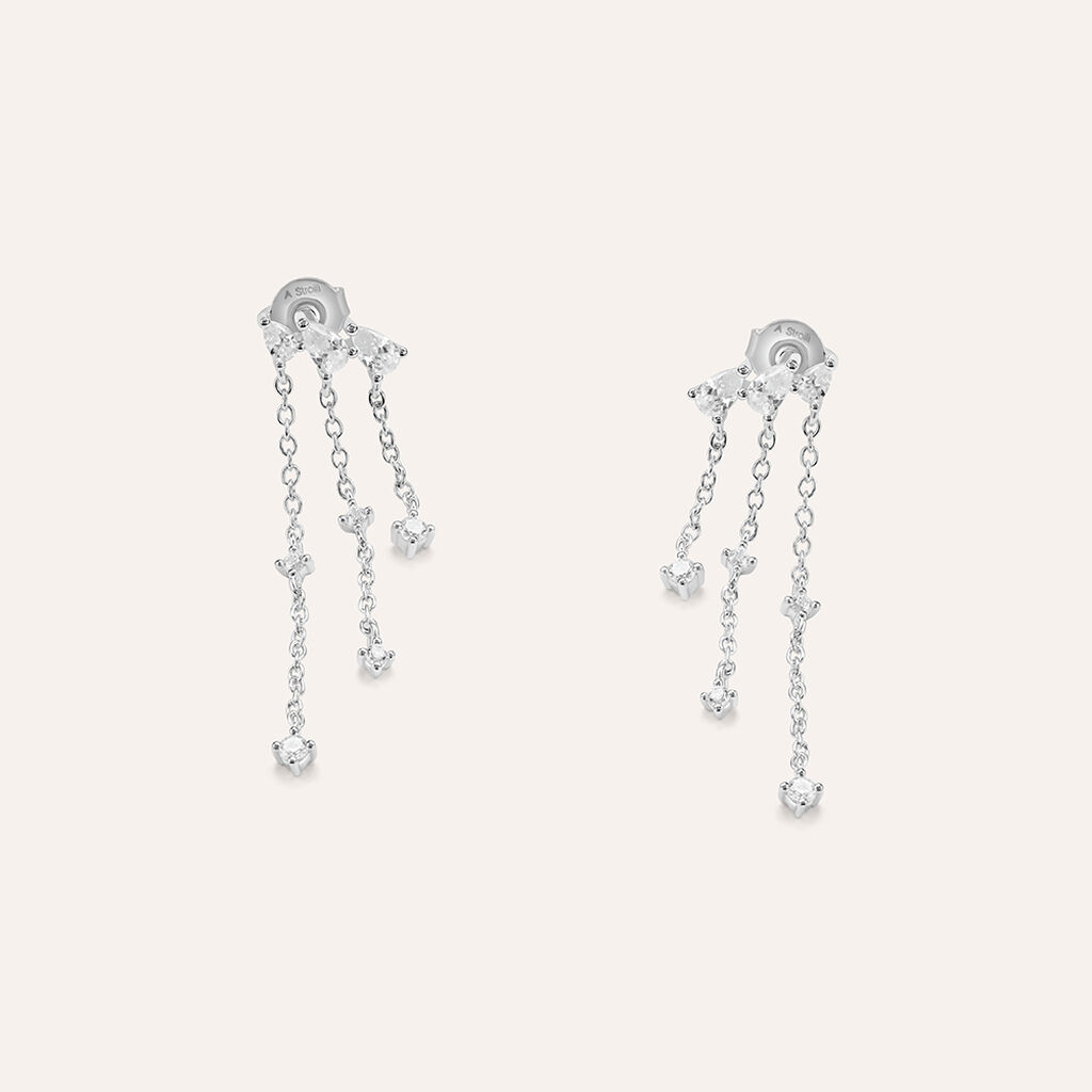 Orecchini Pendenti Silver Elegance Argento Rodiato Cubic Zirconia