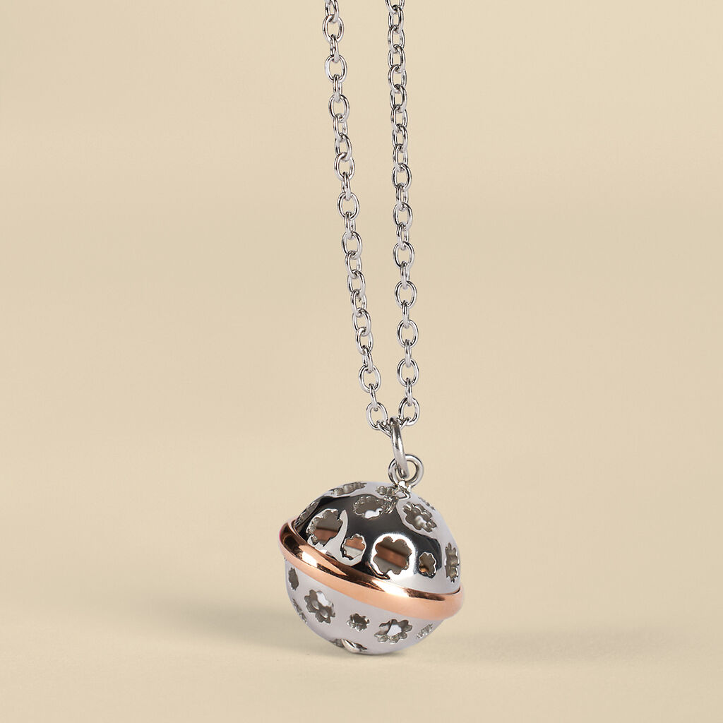 Collana Chiama Angeli Sunrise Acciaio Bicolore Bianco / Rosa