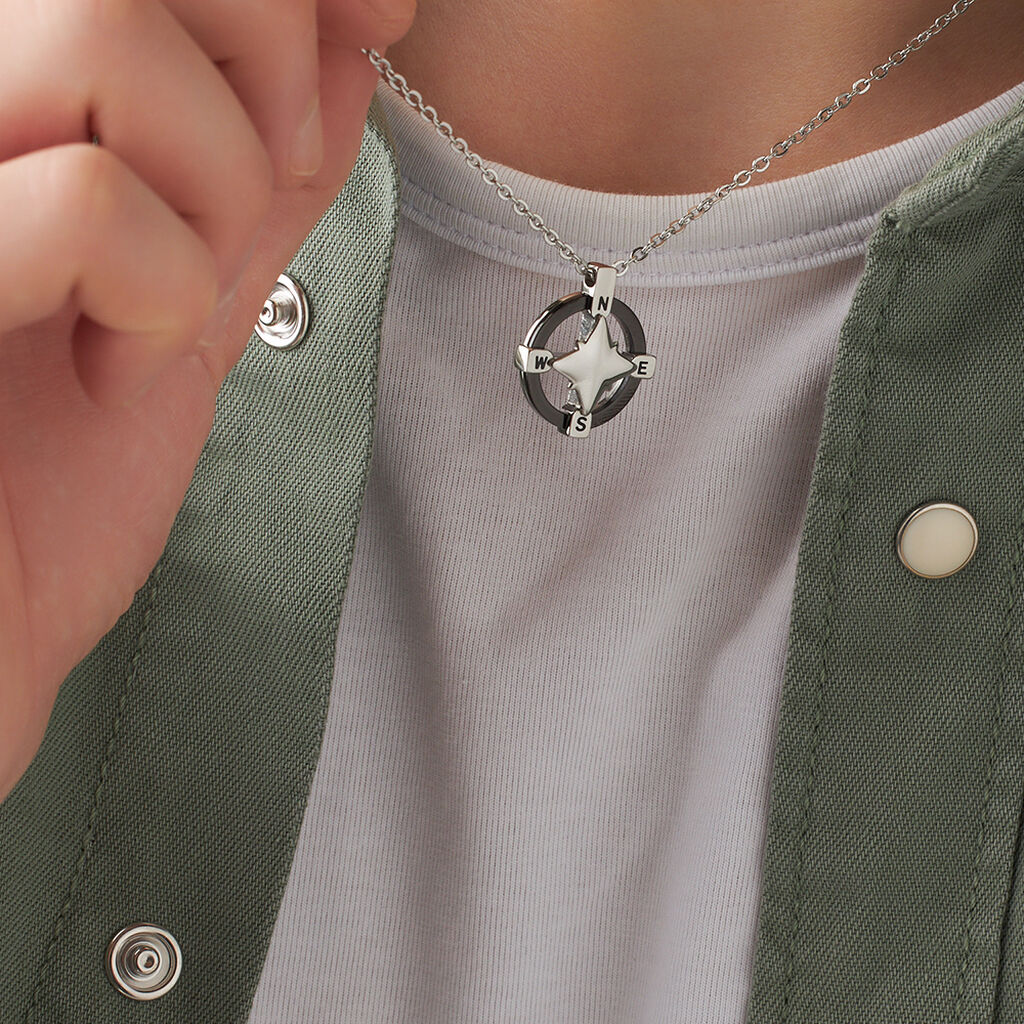 Collana Man Code Acciaio Bicolore Bianco / Nero - Collane Uomo | Stroili