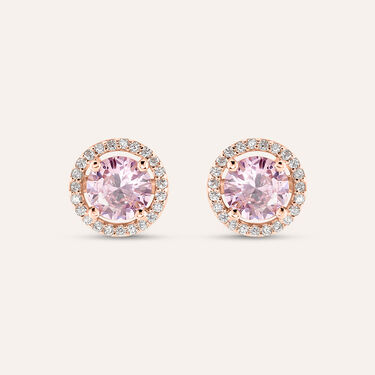 Orecchini Lobo Punto Luce Silver Rainbow Argento Rosa Cubic Zirconia